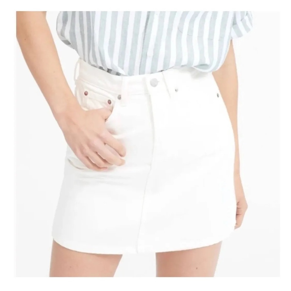White Denim Mini Skirt